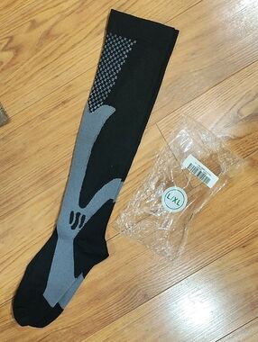 Source Unknown Black and Gray Athletic Compression Socks